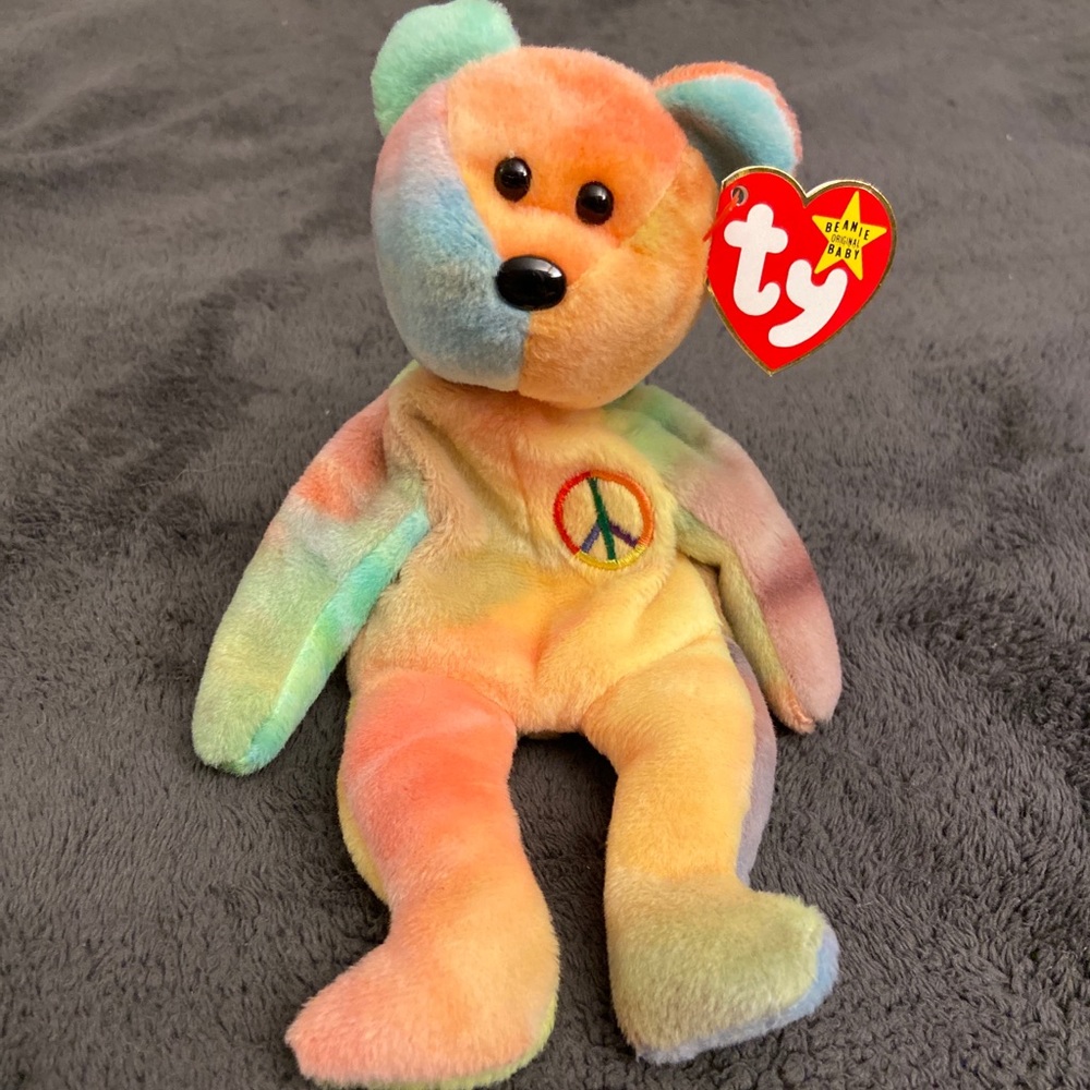 Peace the bear beanie baby 100 percent authentic